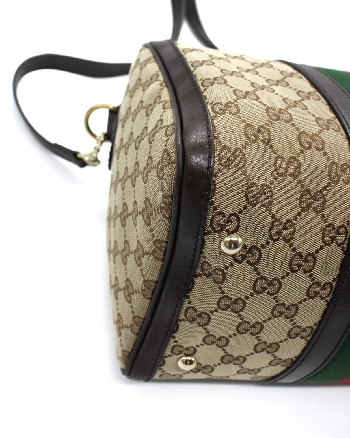 Bauletto Gucci Web Tessuto GG ed Inserti In Pelle Testa Di Moro thumb