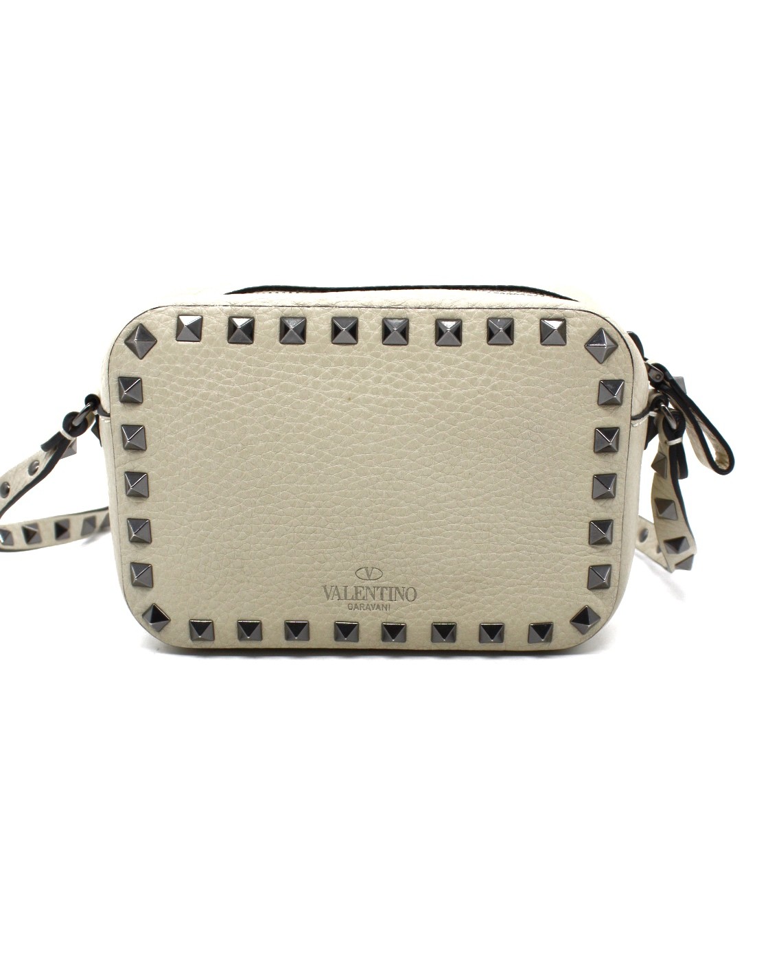 Tracolla Valentino Garavani Rockstud In Pelle Color Panna thumb