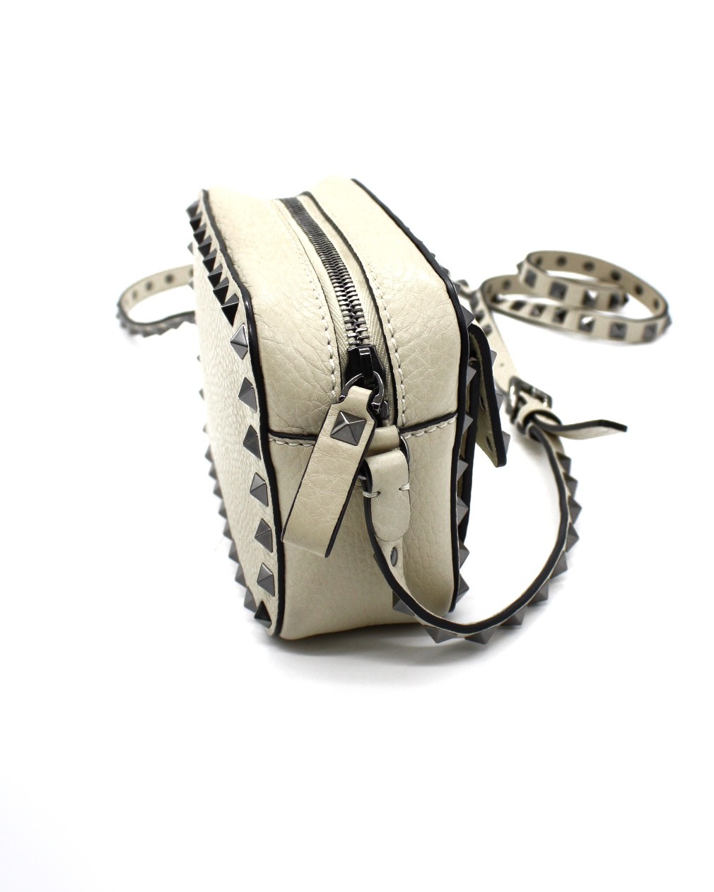 Tracolla Valentino Garavani Rockstud In Pelle Color Panna thumb