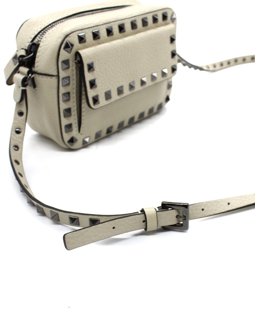 Tracolla Valentino Garavani Rockstud In Pelle Color Panna thumb