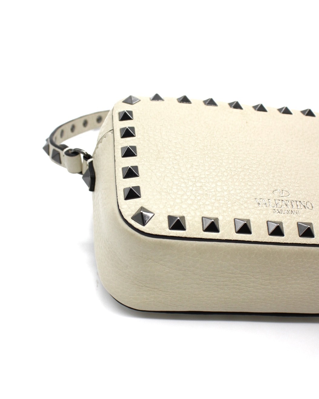 Tracolla Valentino Garavani Rockstud In Pelle Color Panna thumb