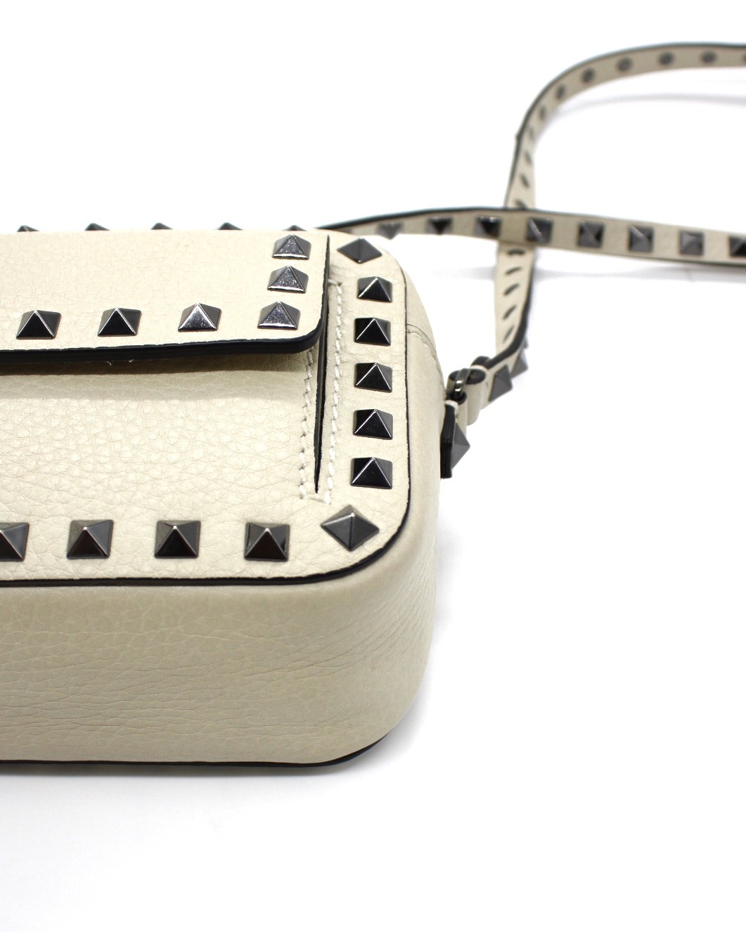 Tracolla Valentino Garavani Rockstud In Pelle Color Panna thumb