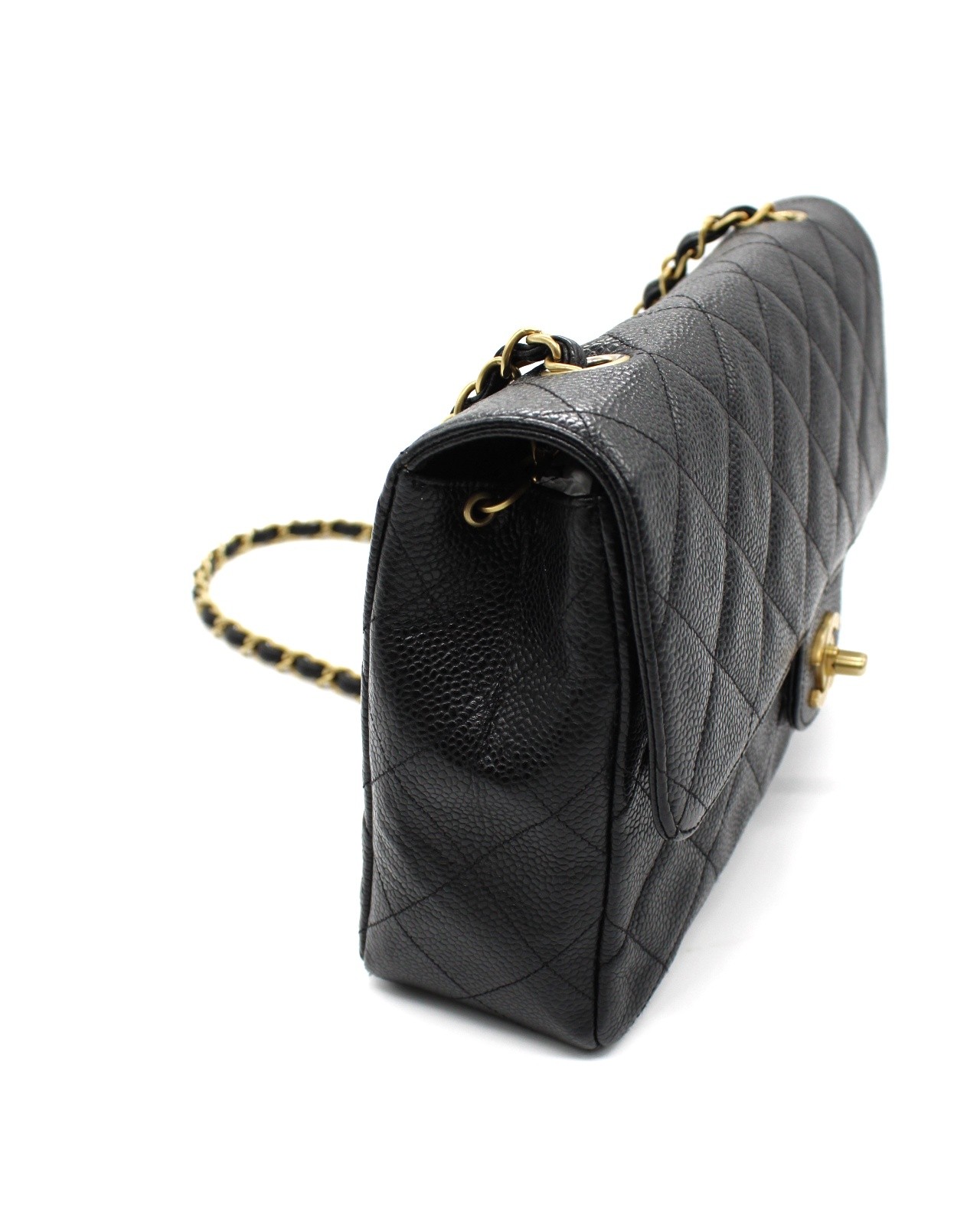 Borsa Chanel timeless in pelle nera a tracolla thumb