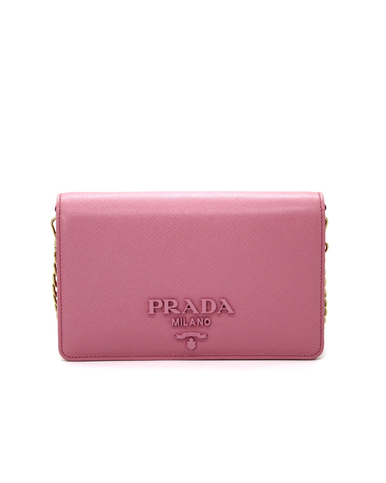 Tracolla Prada in pelle Saffiano con catena thumb