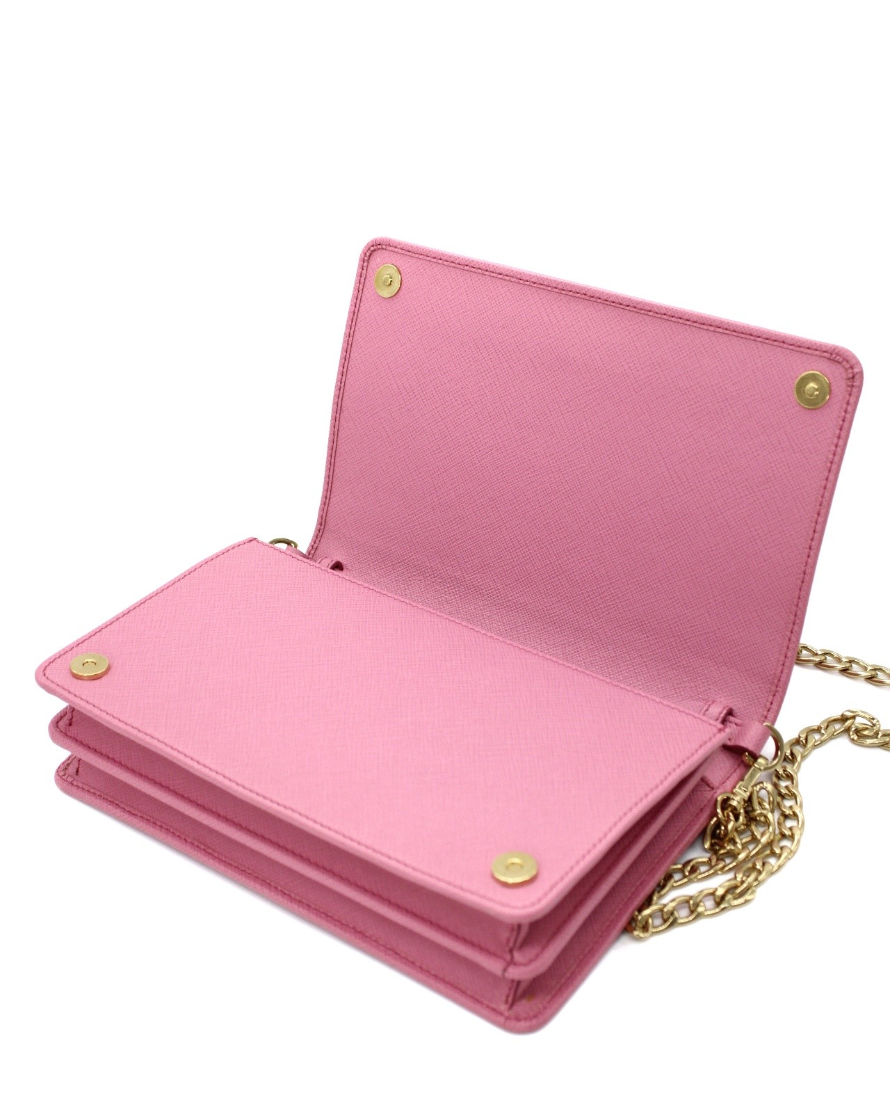 Tracolla Prada in pelle Saffiano con catena thumb