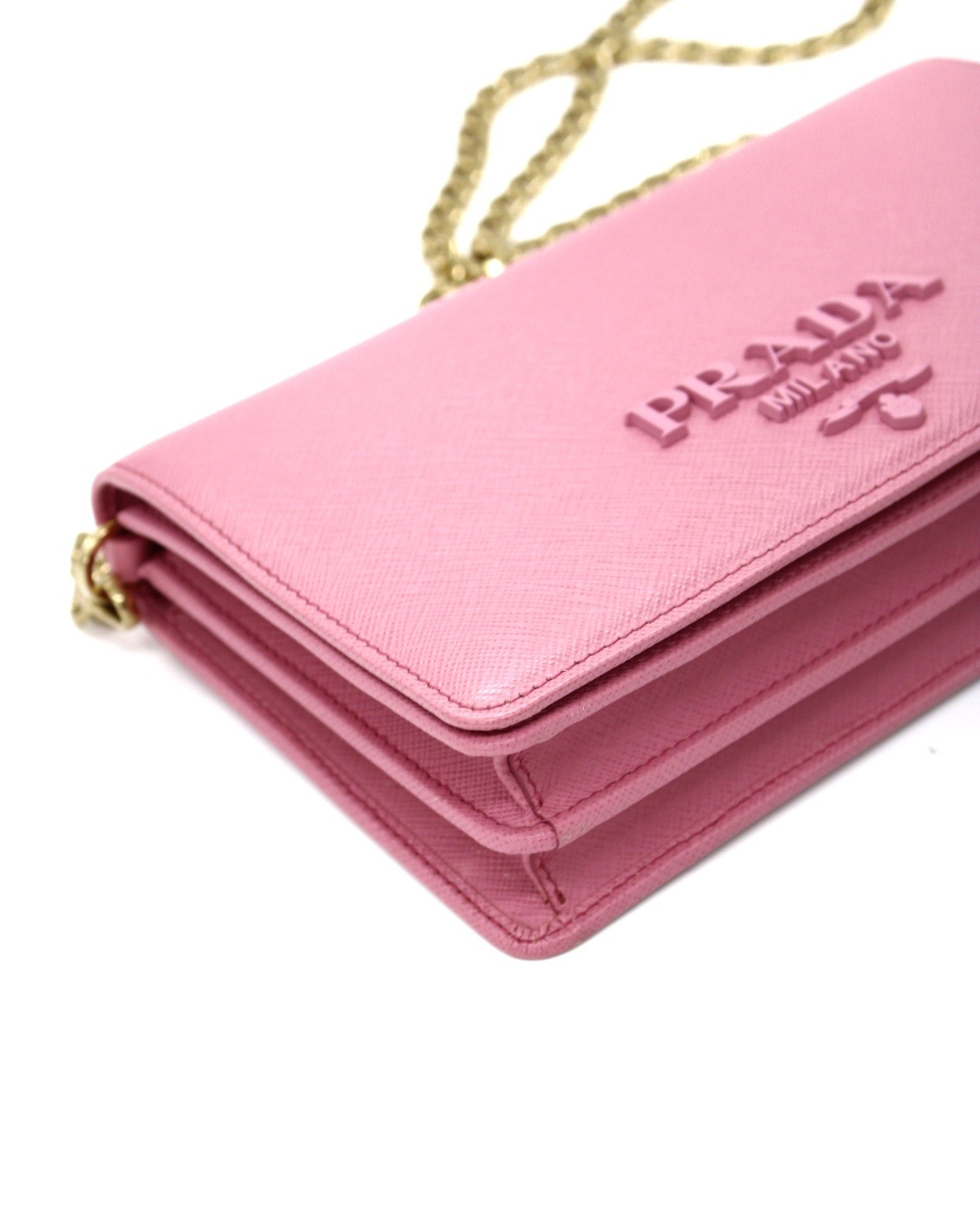 Tracolla Prada in pelle Saffiano con catena thumb