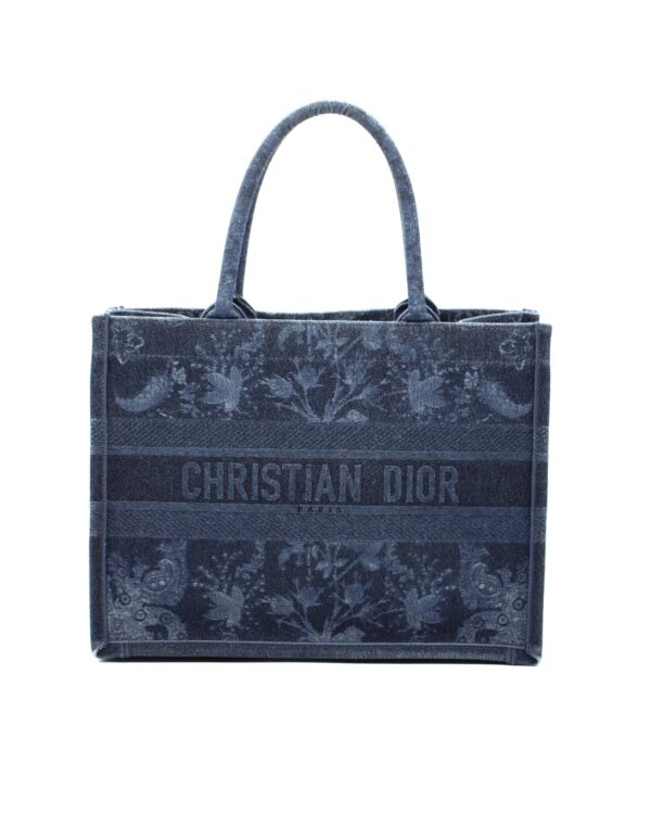 Borsa Dior Tote Book in denim blu media