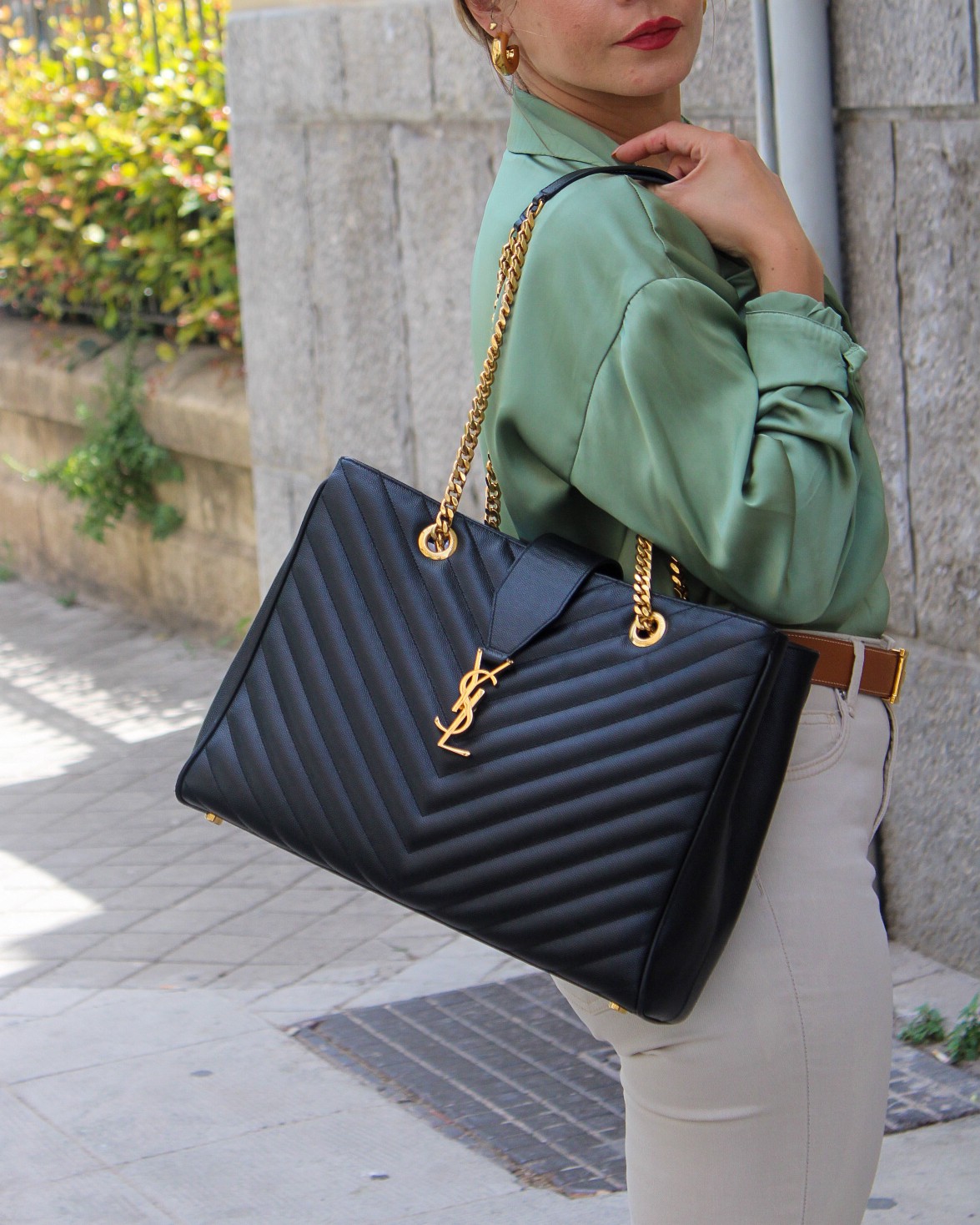 Borsa Saint Laurent tote Chevron thumb