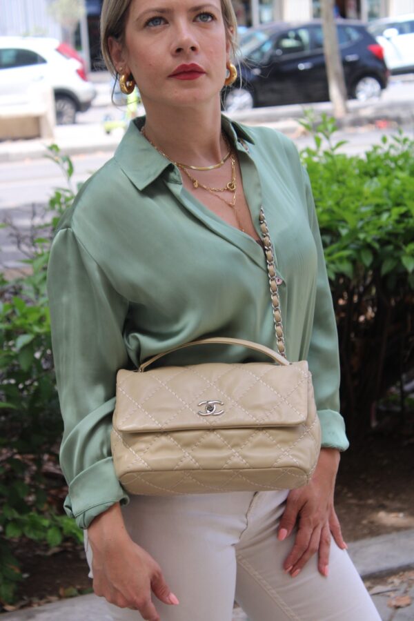 Borsa Chanel Wild Stitch in pelle beige