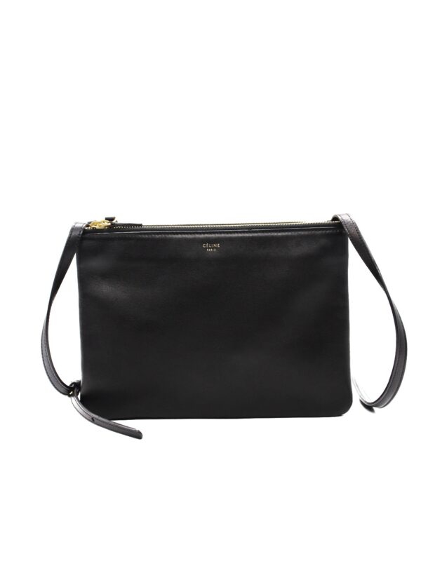 Tracolla Celine Trio in pelle nera