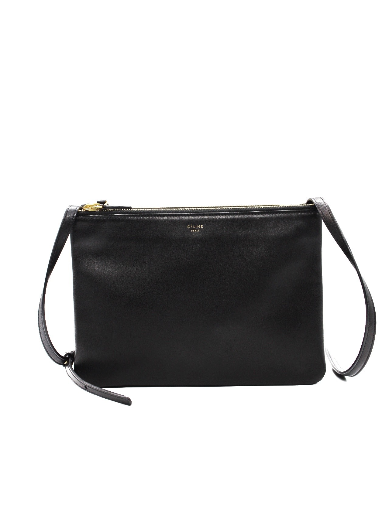 Tracolla Celine Trio in pelle nera thumb
