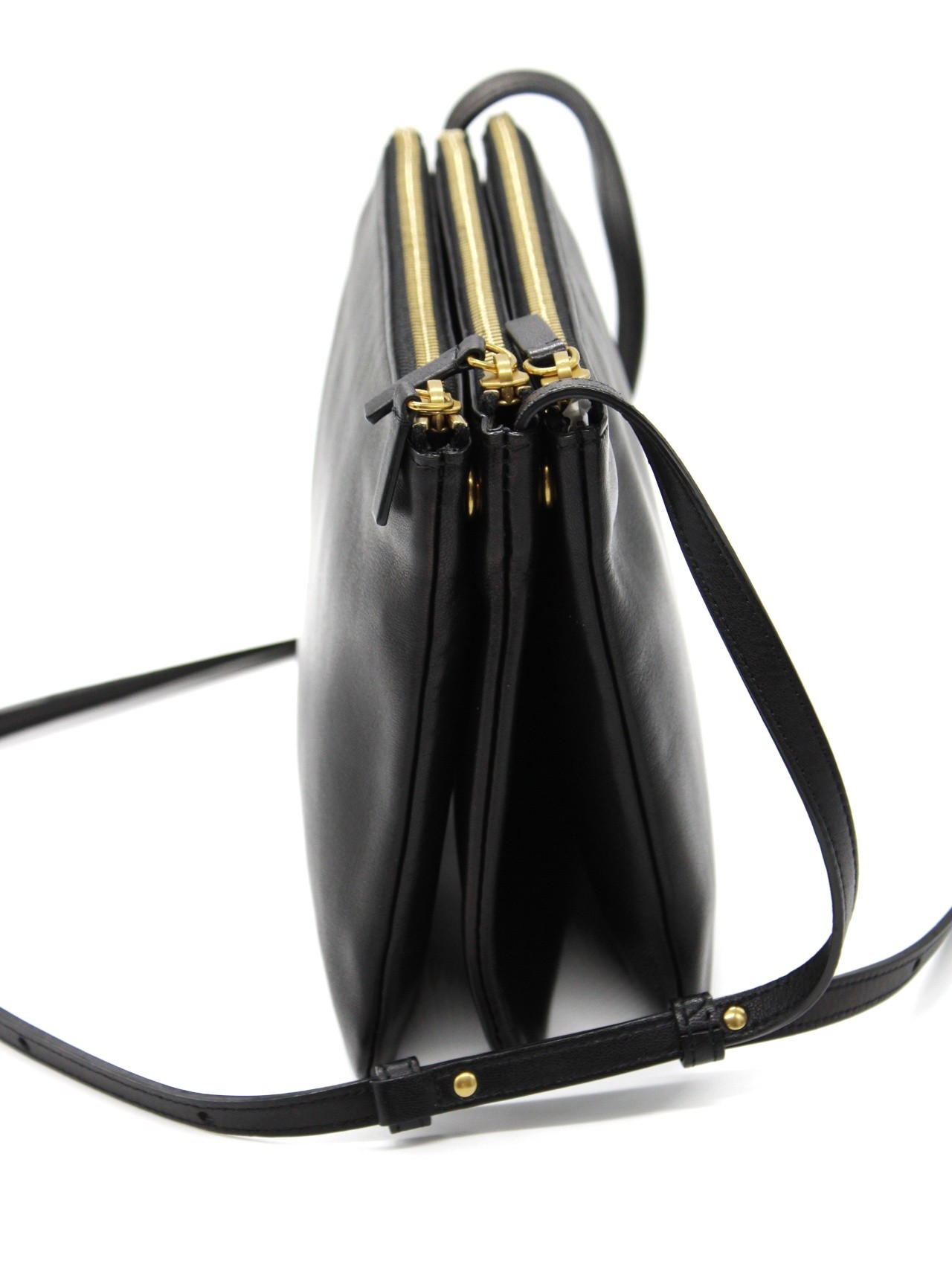 Tracolla Celine Trio in pelle nera thumb