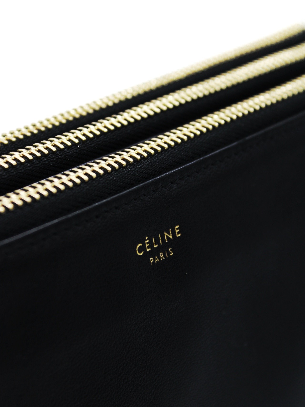 Tracolla Celine Trio in pelle nera thumb