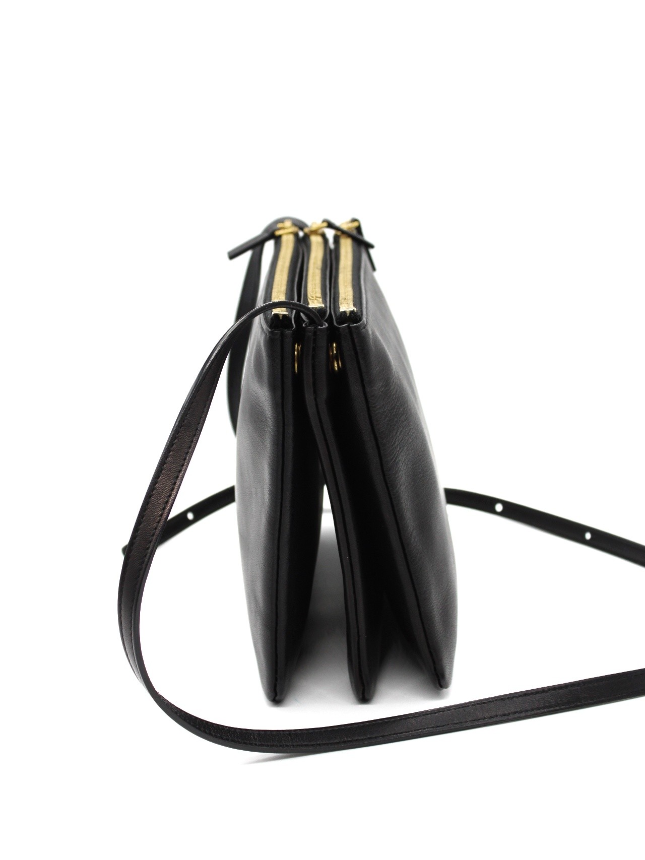 Tracolla Celine Trio in pelle nera thumb