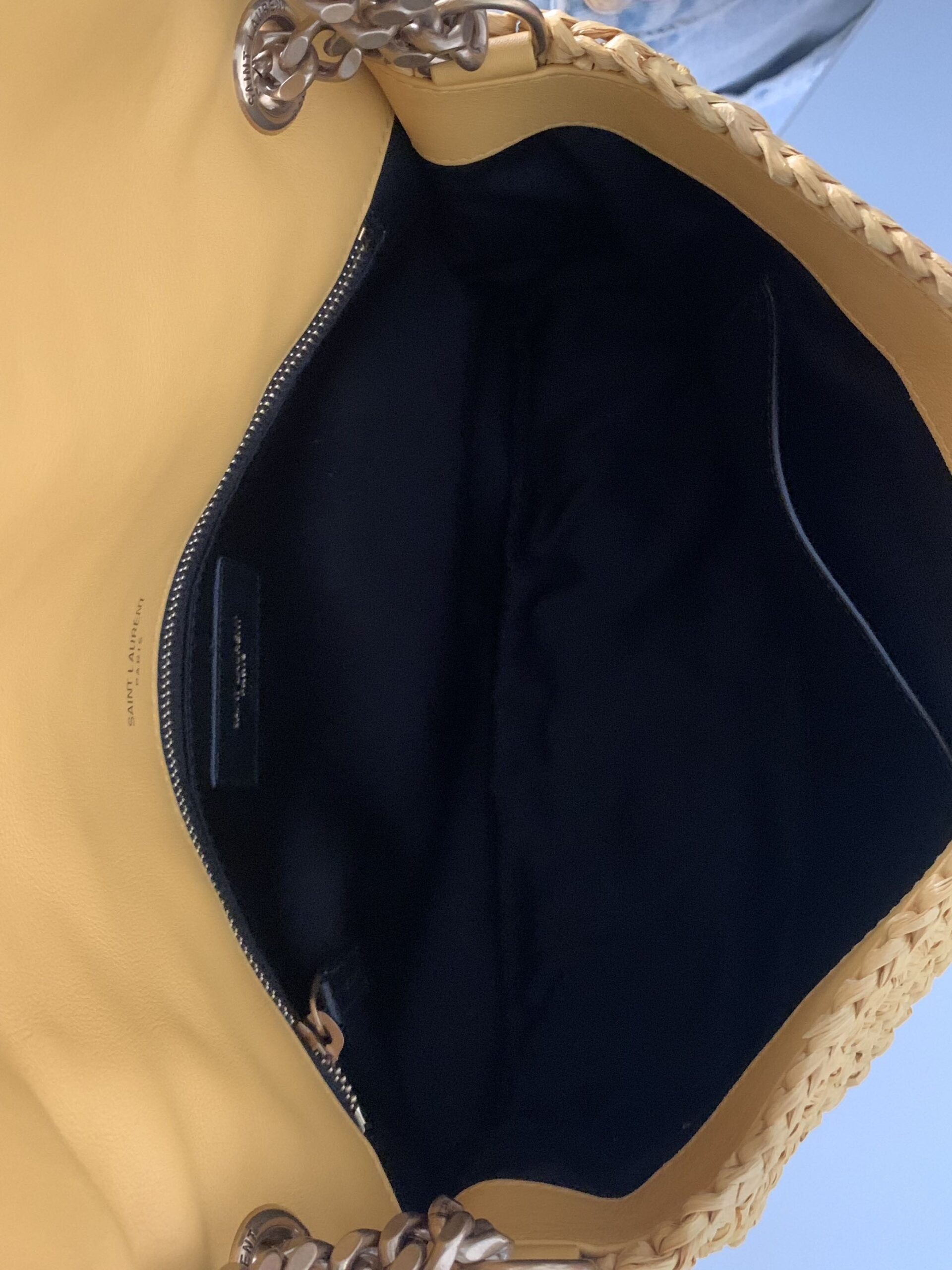 Borsa Saint Laurent Niki media in rafia e pelle thumb