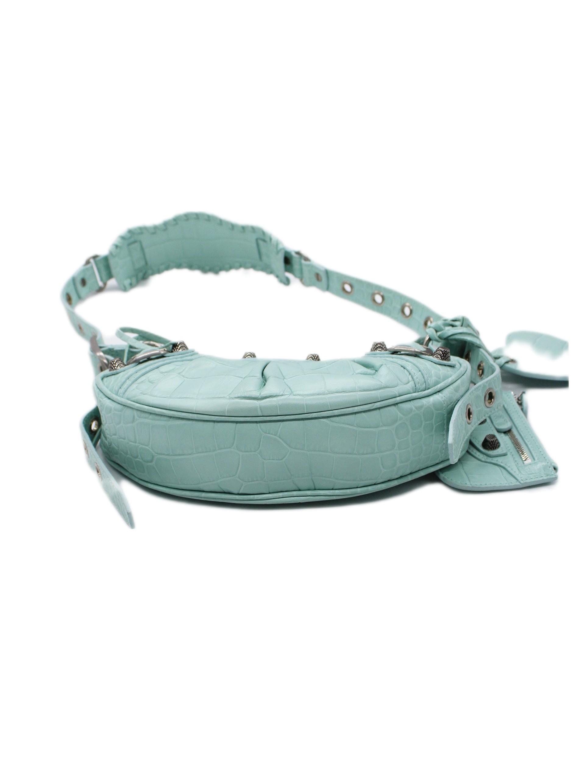 Borsa Balenciaga Cagole Xs Stampa Cocco verde acqua thumb