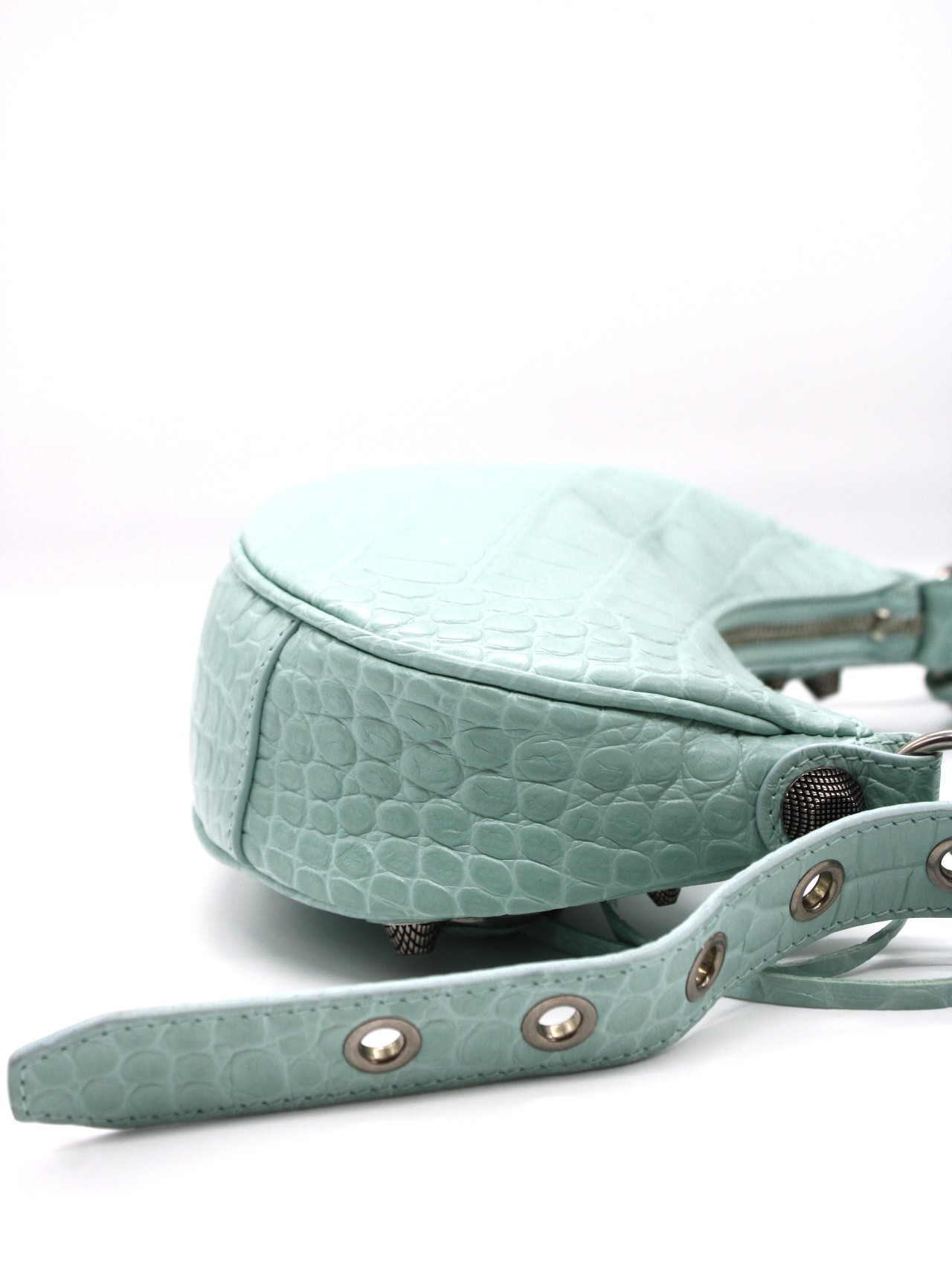 Borsa Balenciaga Cagole Xs Stampa Cocco verde acqua thumb
