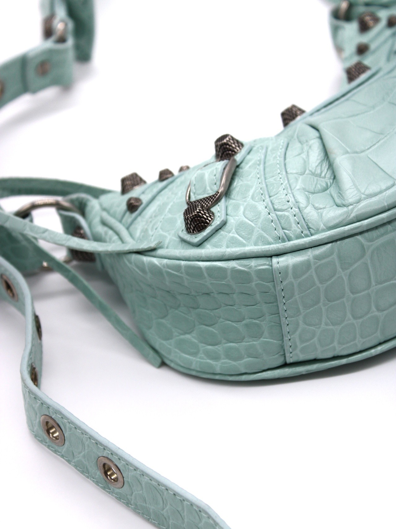 Borsa Balenciaga Cagole Xs Stampa Cocco verde acqua thumb