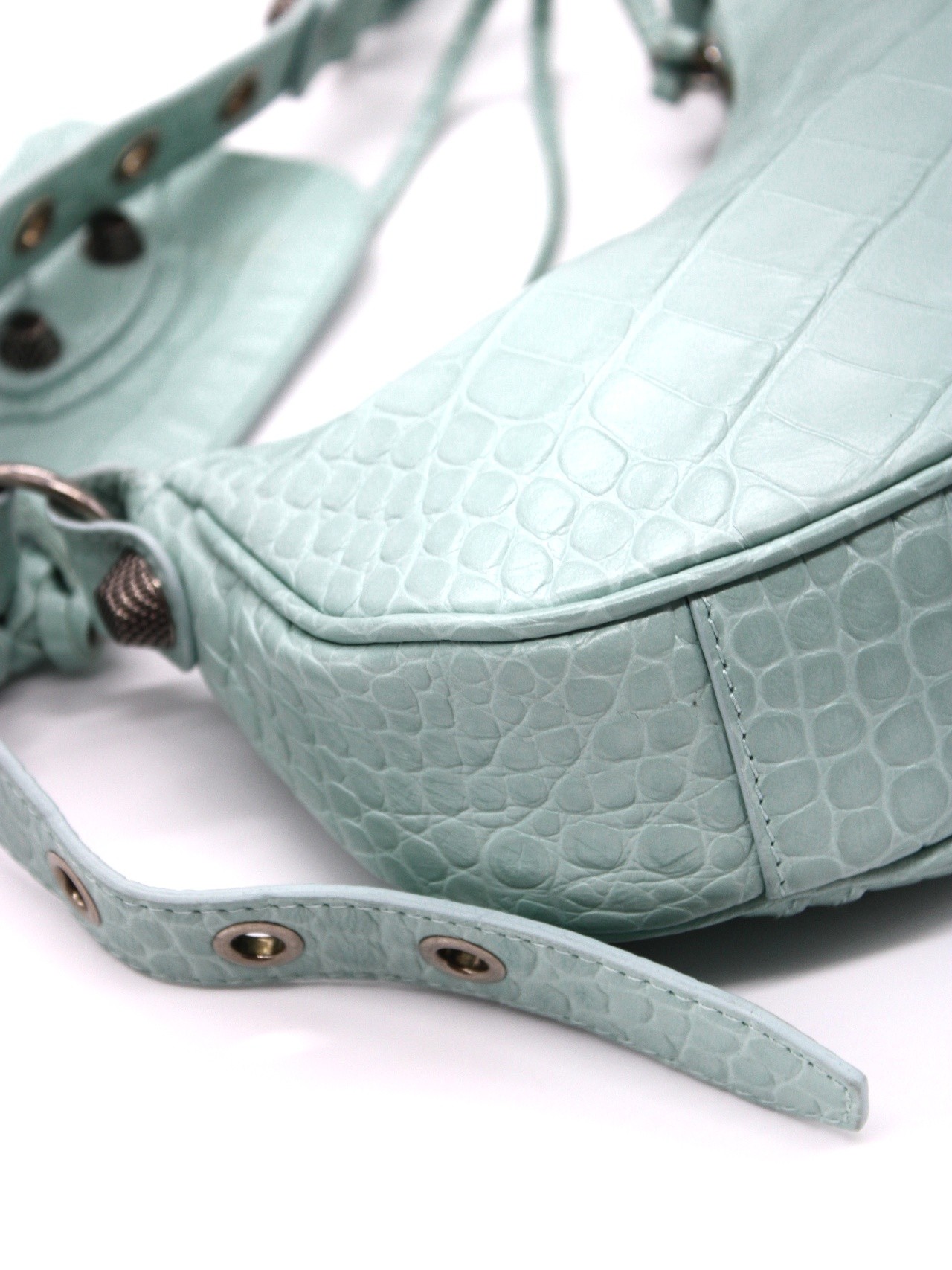Borsa Balenciaga Cagole Xs Stampa Cocco verde acqua thumb