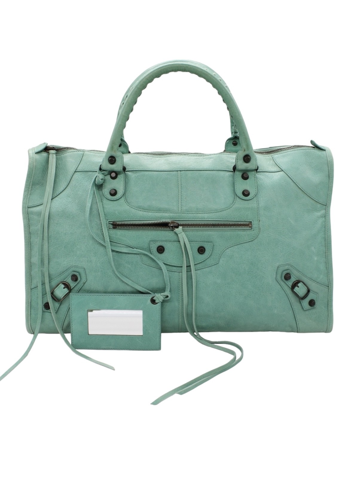 Borsa Balenciaga City in pelle verde acqua thumb
