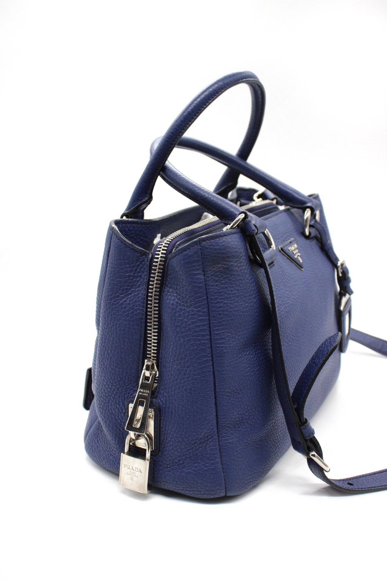 Borsa Prada in Pelle Martellata Blu thumb