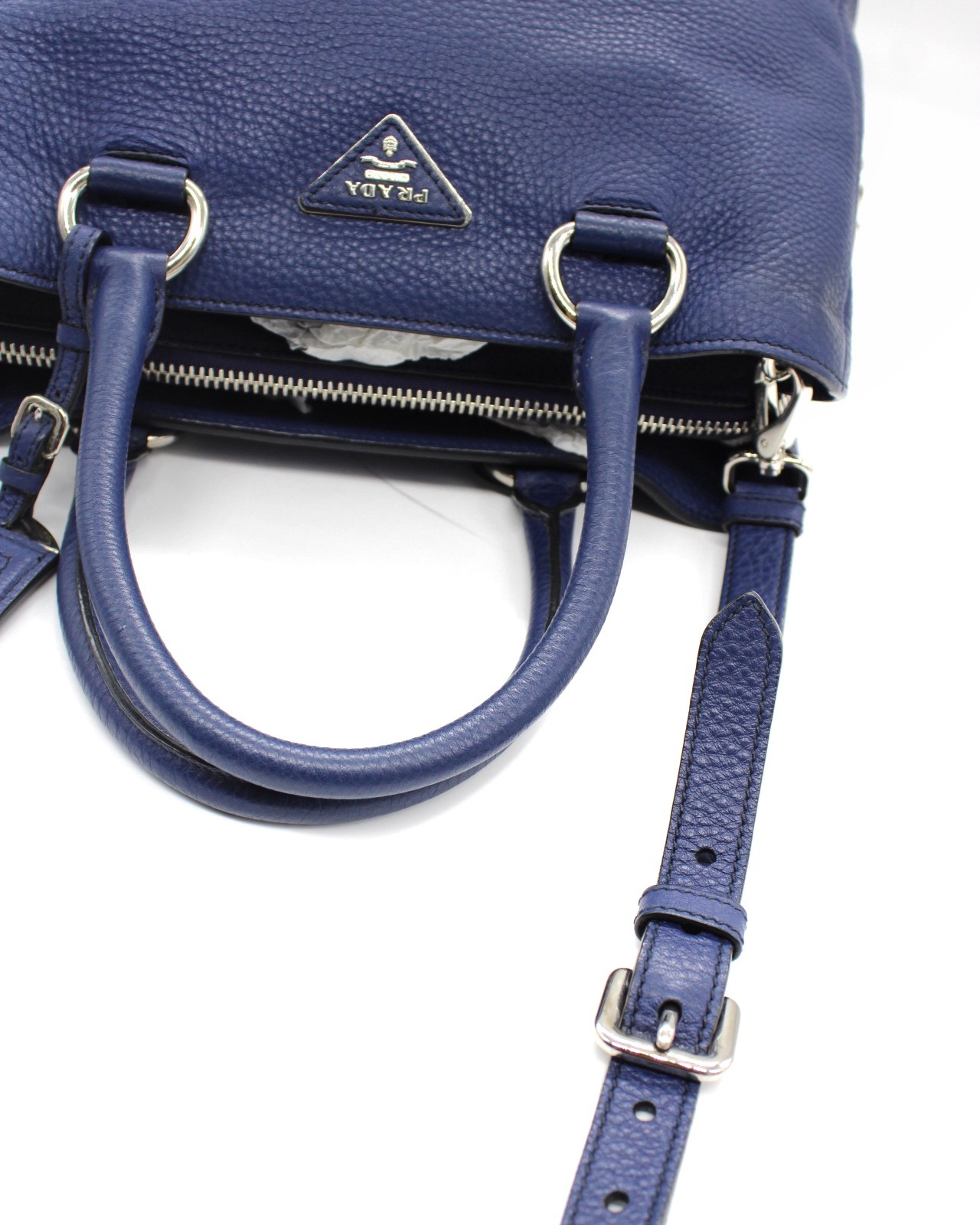Borsa Prada in Pelle Martellata Blu thumb