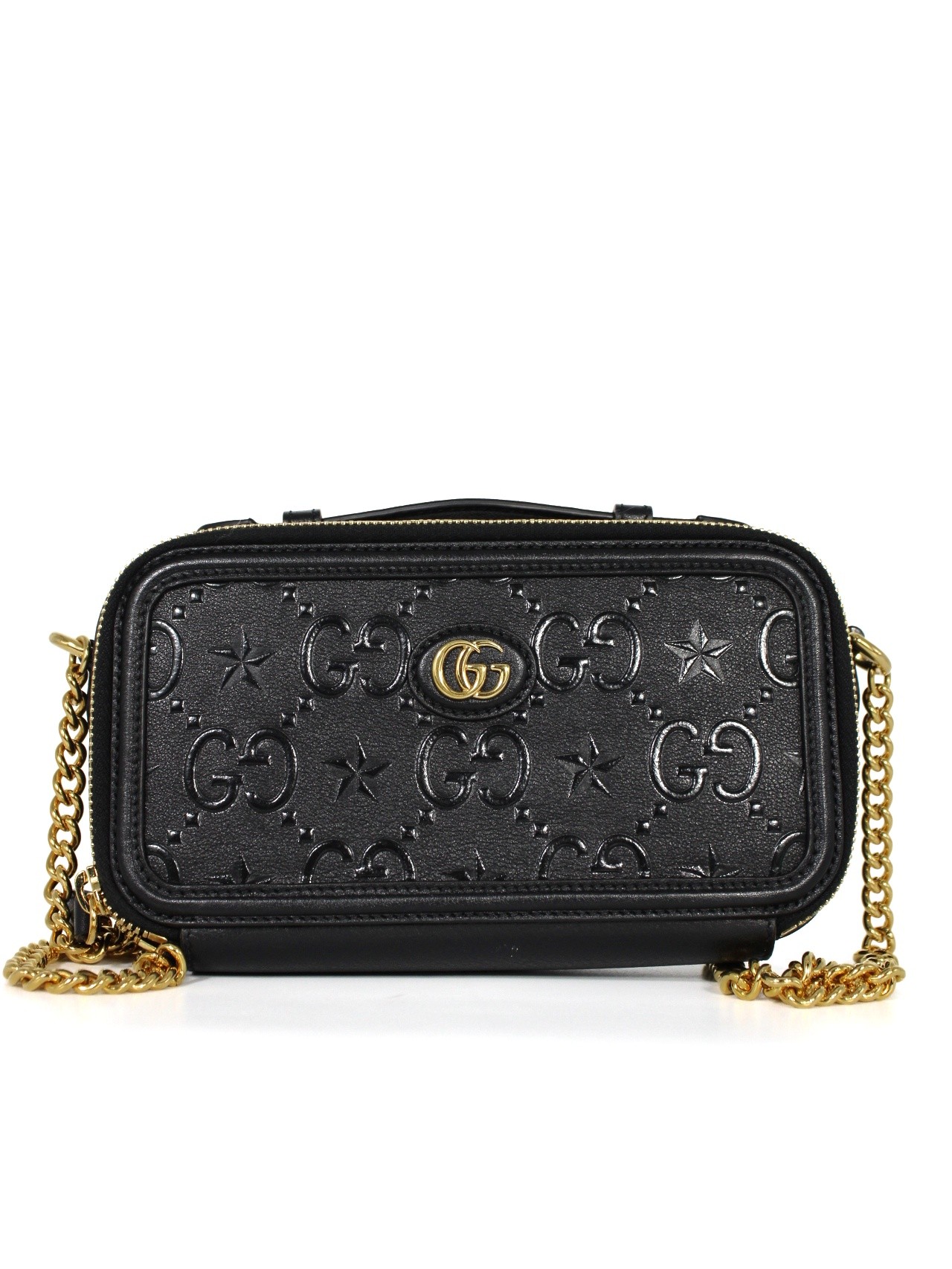 Borsa Gucci GG Top Handle in pelle nera thumb