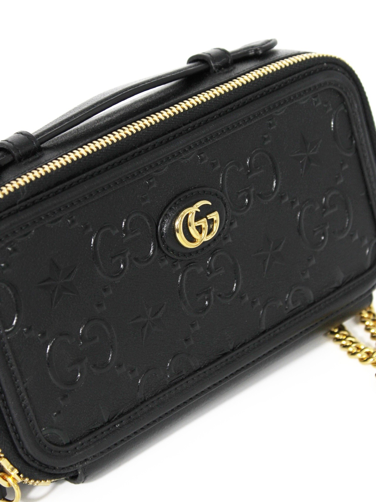 Borsa Gucci GG Top Handle in pelle nera thumb