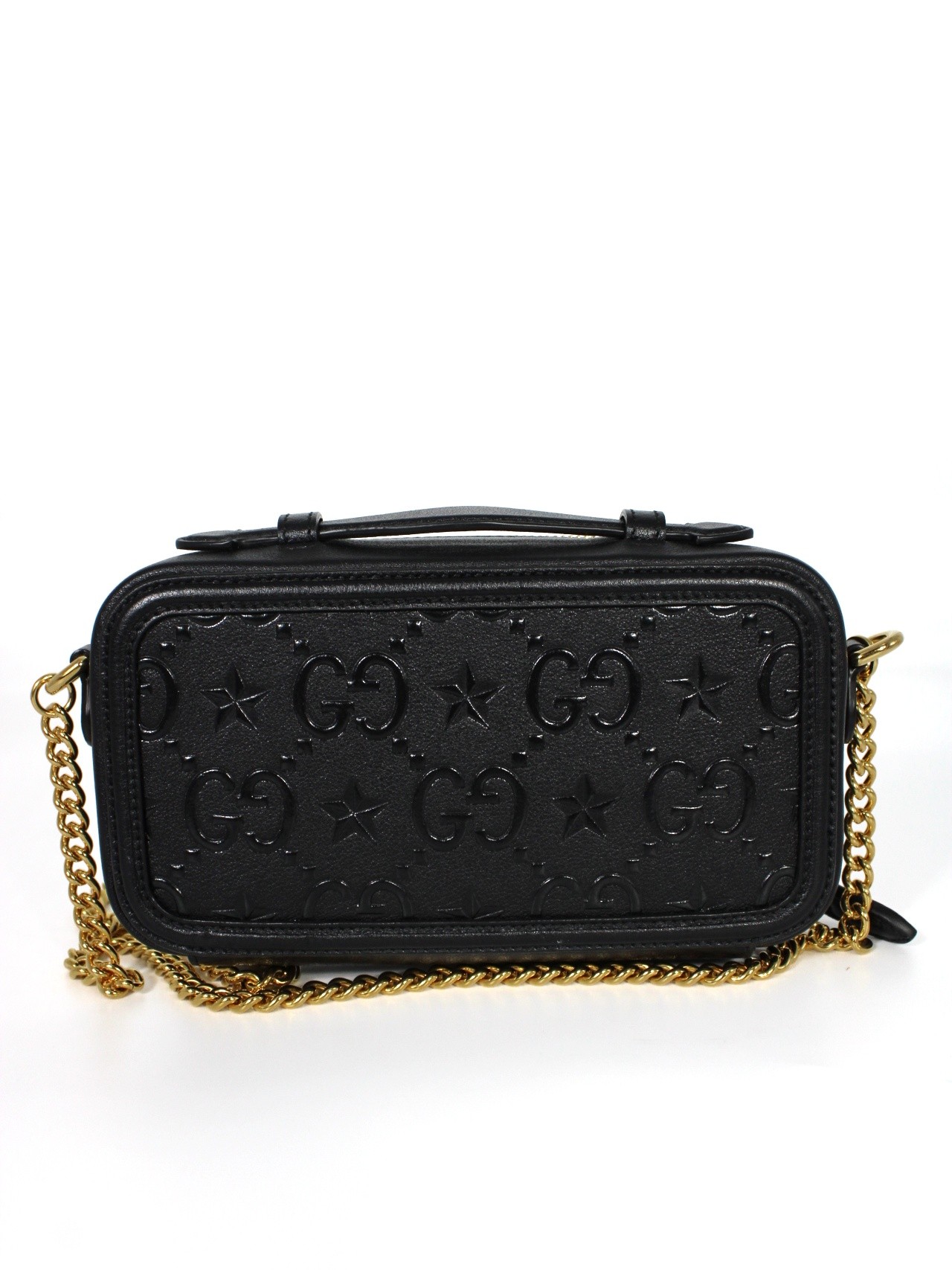 Borsa Gucci GG Top Handle in pelle nera thumb