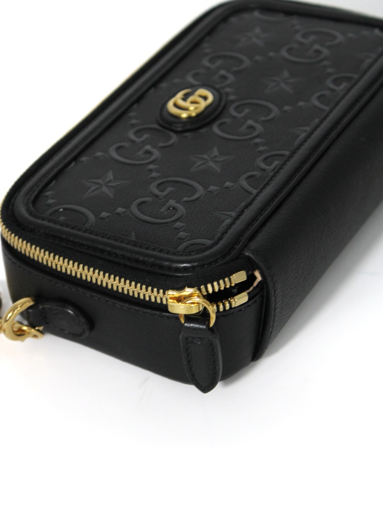 Borsa Gucci GG Top Handle in pelle nera thumb