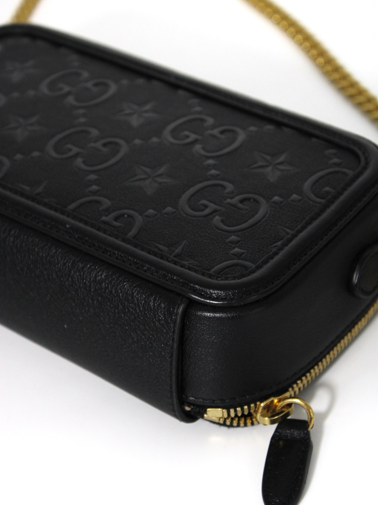 Borsa Gucci GG Top Handle in pelle nera thumb