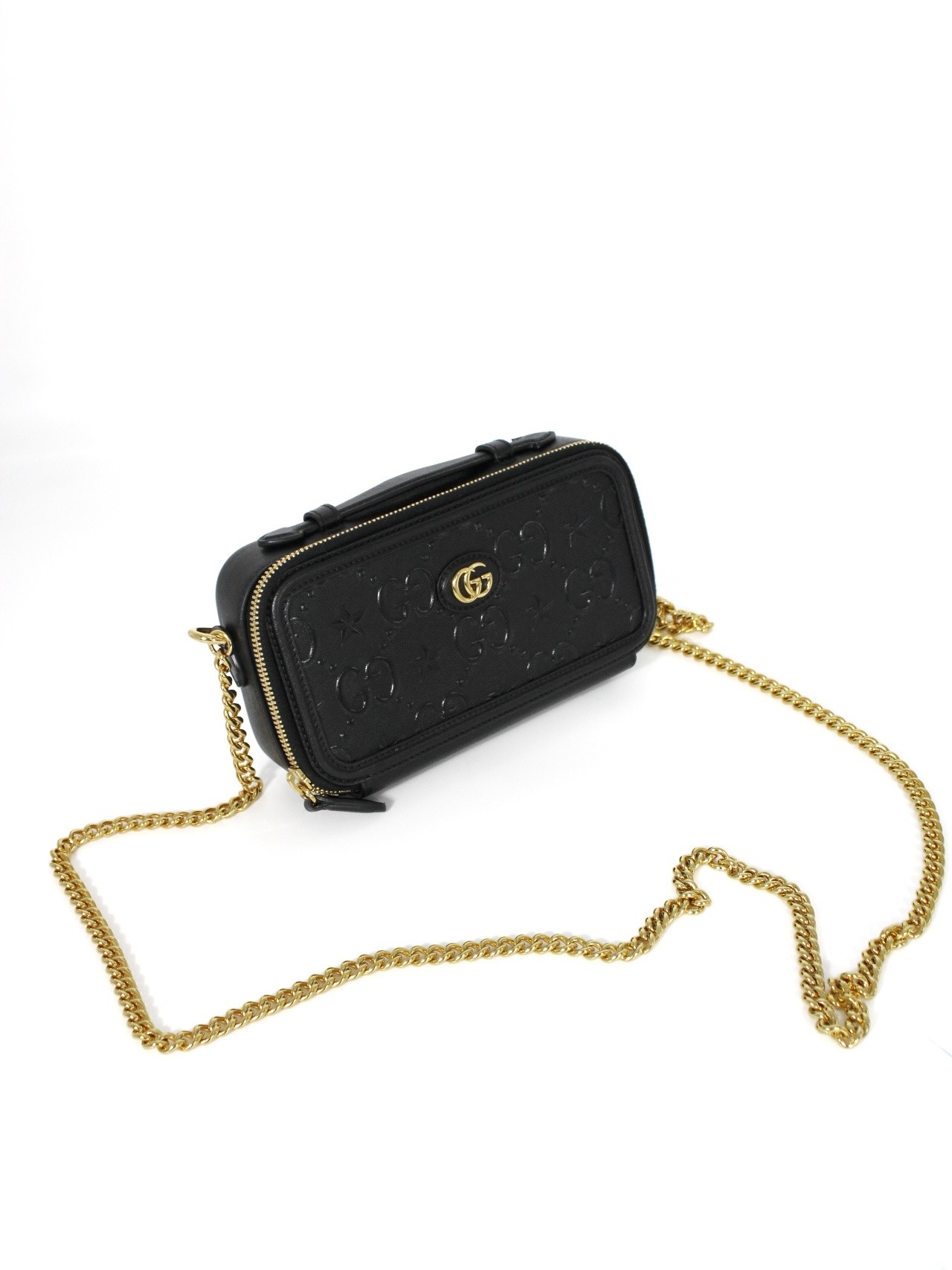 Borsa Gucci GG Top Handle in pelle nera thumb