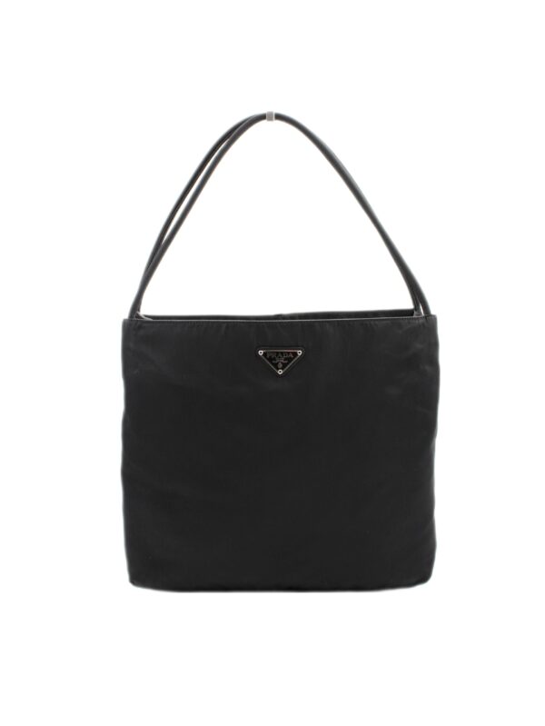 Borsa Prada a spalla in tela vela nera