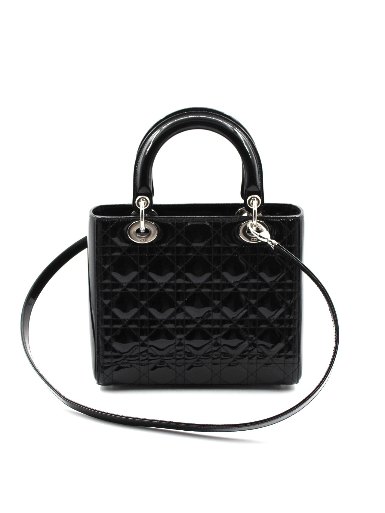 Borsa Lady Dior media in pelle verniciata thumb