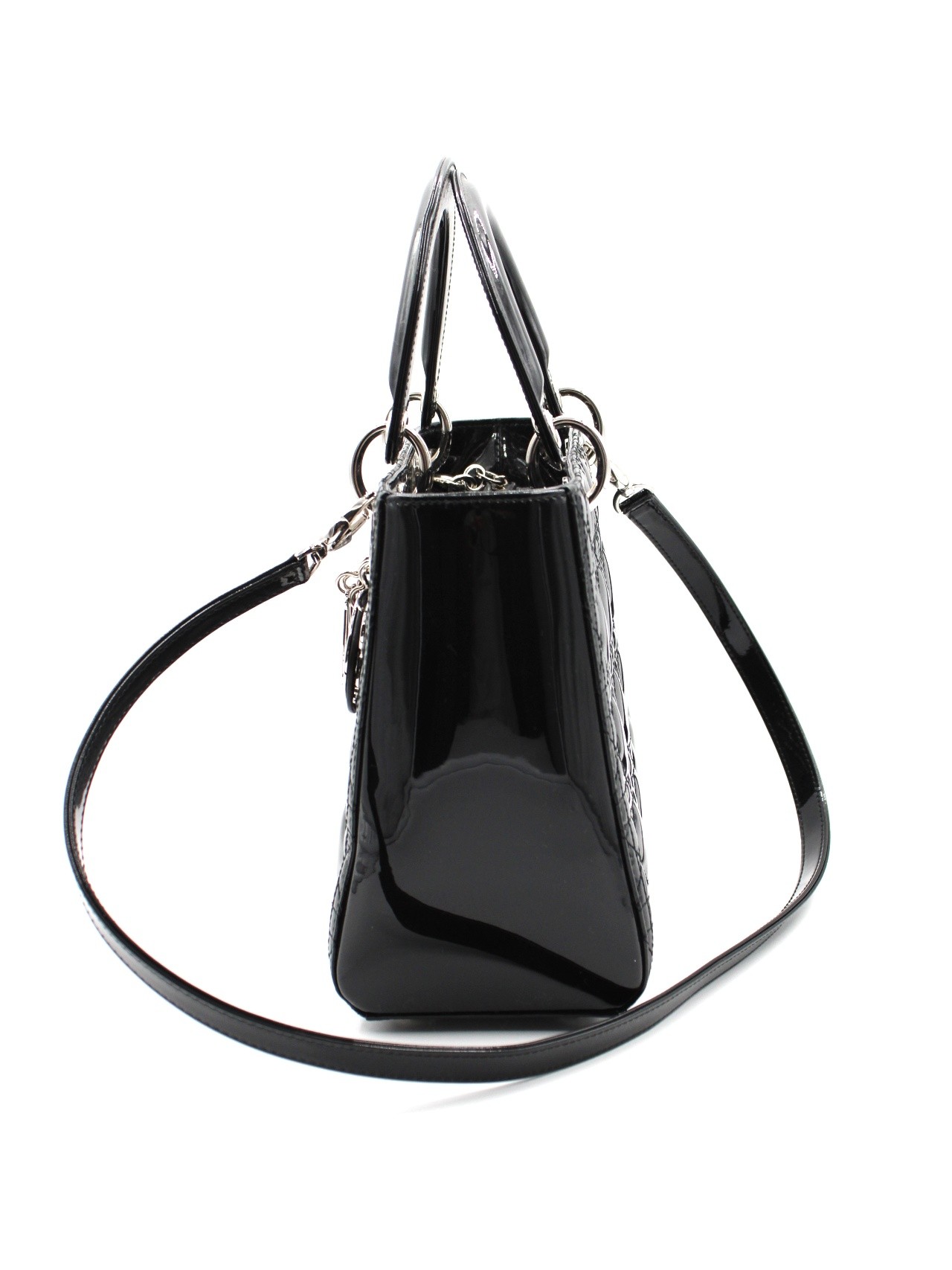 Borsa Lady Dior media in pelle verniciata thumb