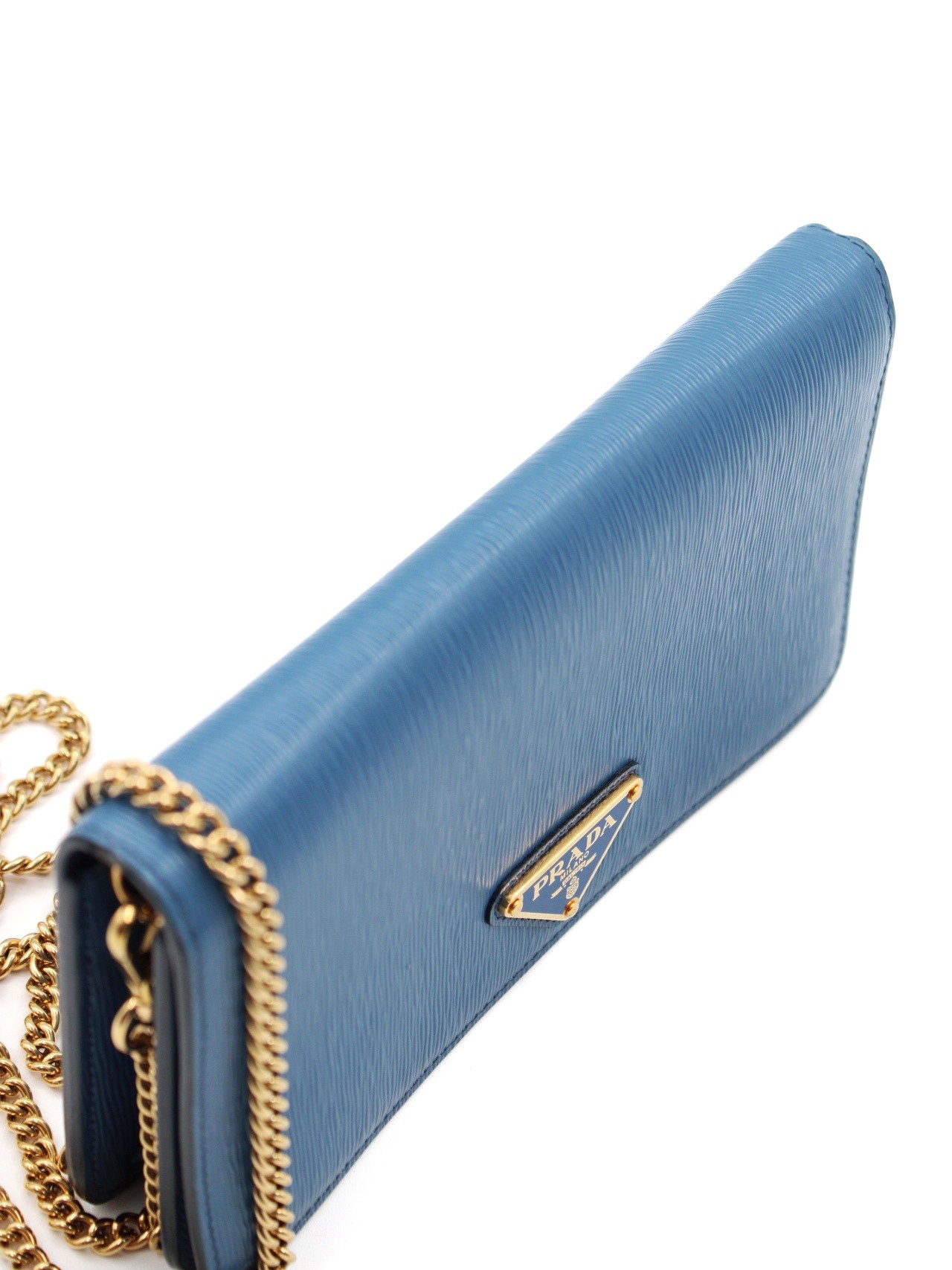 Tracolla Prada in pelle blu thumb