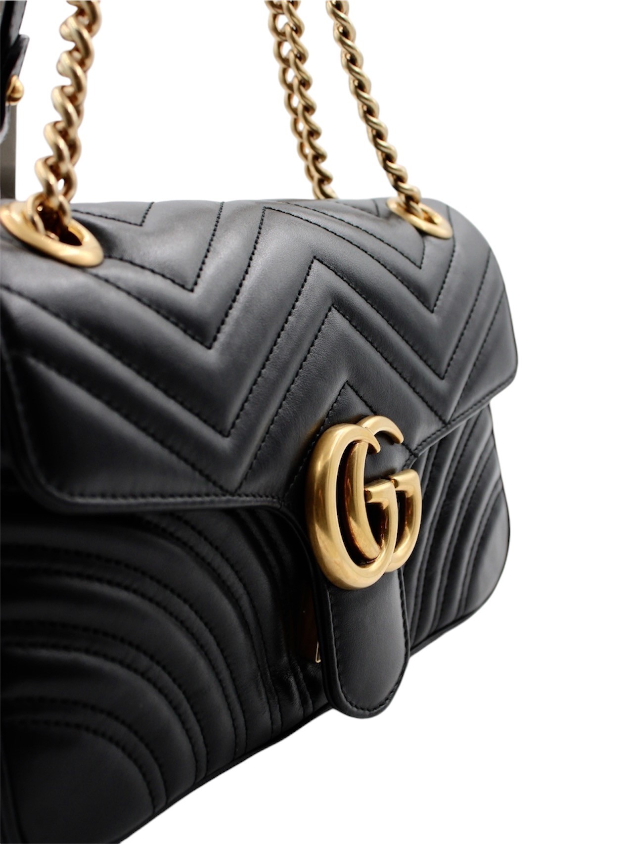Borsa Gucci Marmont 26 in Pelle Nera thumb
