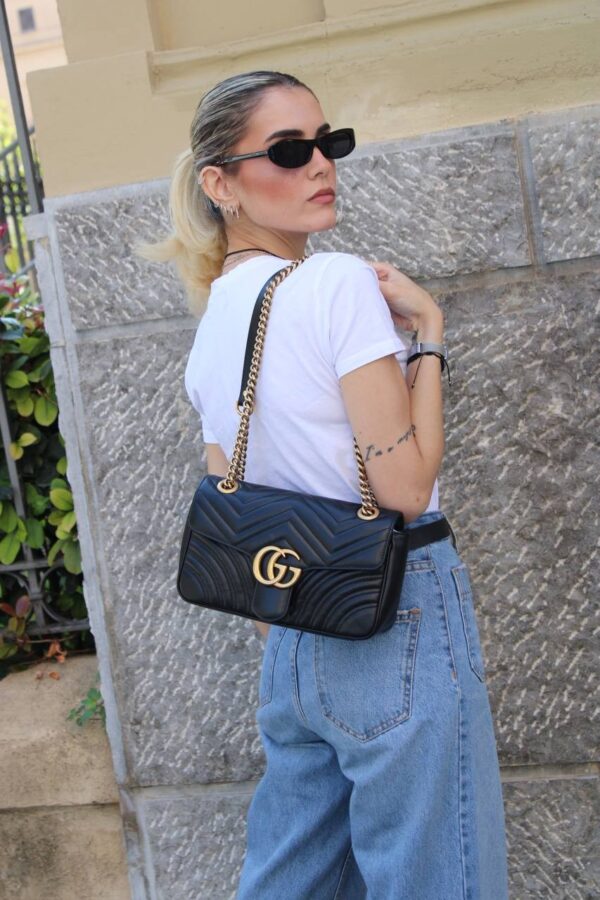 Borsa Gucci Marmont 26 in Pelle Nera