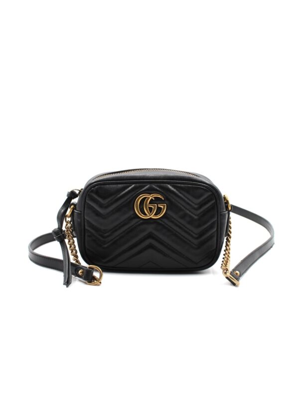 Tracolla mini Gucci Marmont in pelle nera