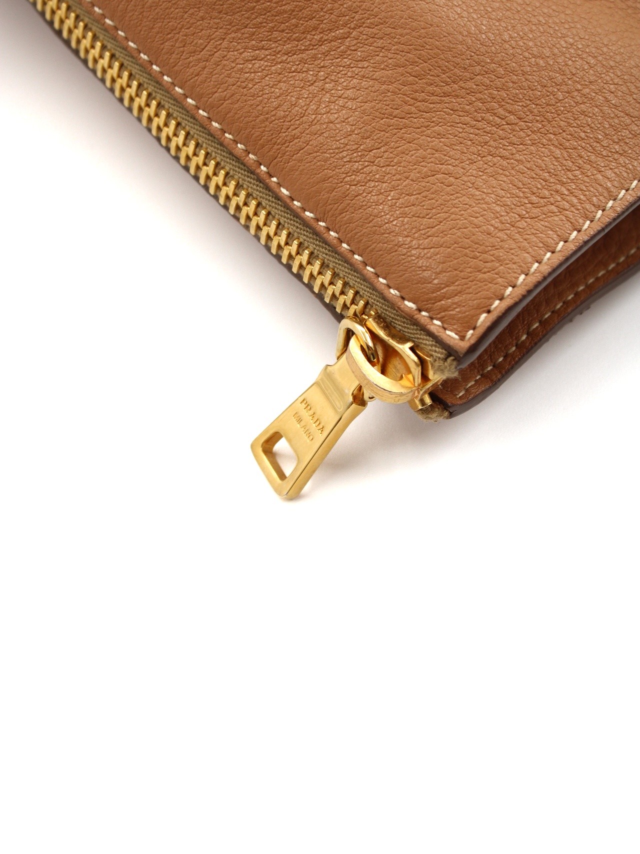 Shopper Prada in pelle martellata caramello thumb
