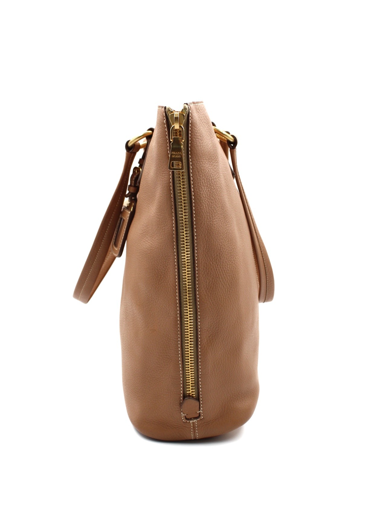 Shopper Prada in pelle martellata caramello thumb