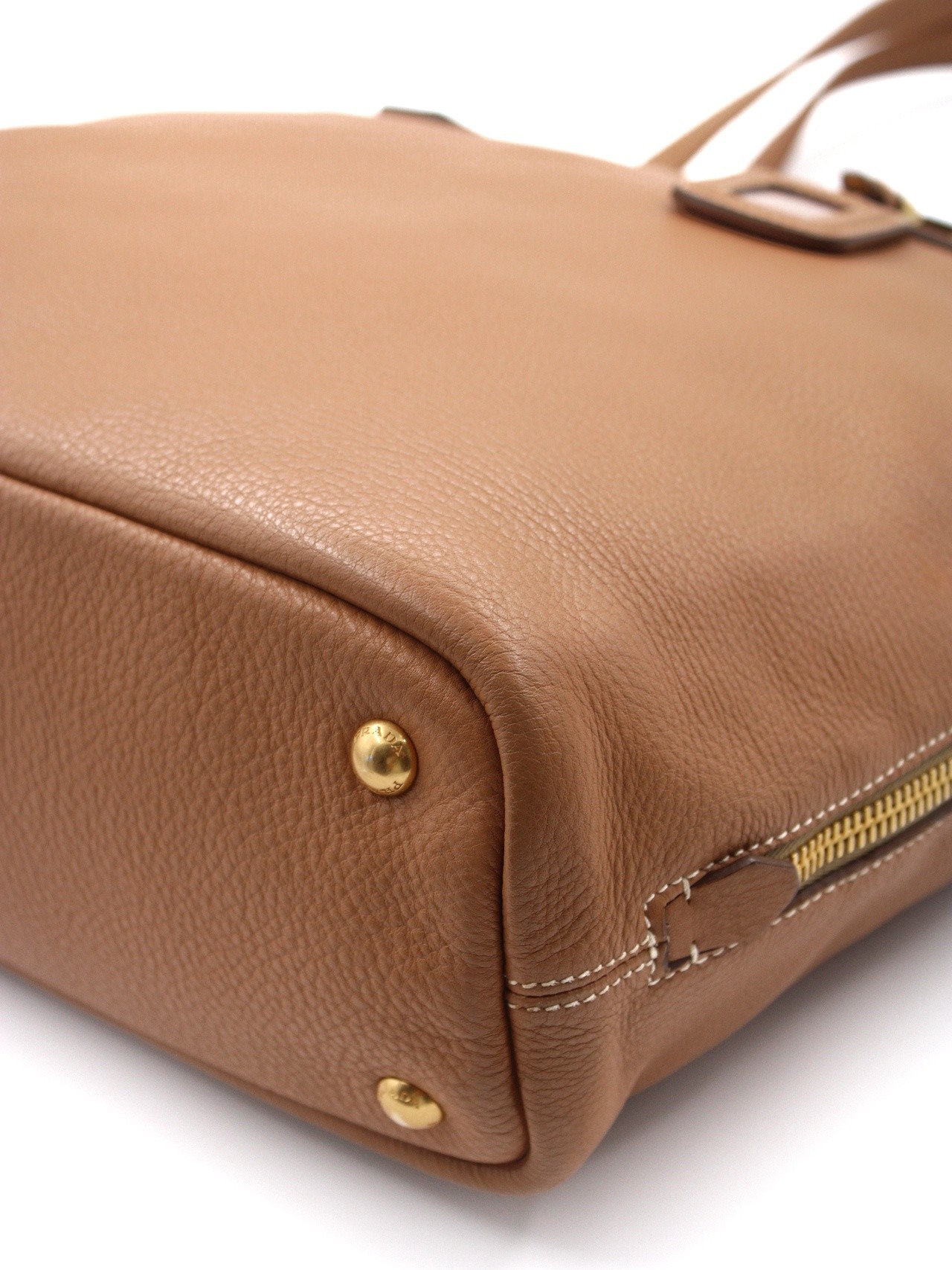 Shopper Prada in pelle martellata caramello thumb