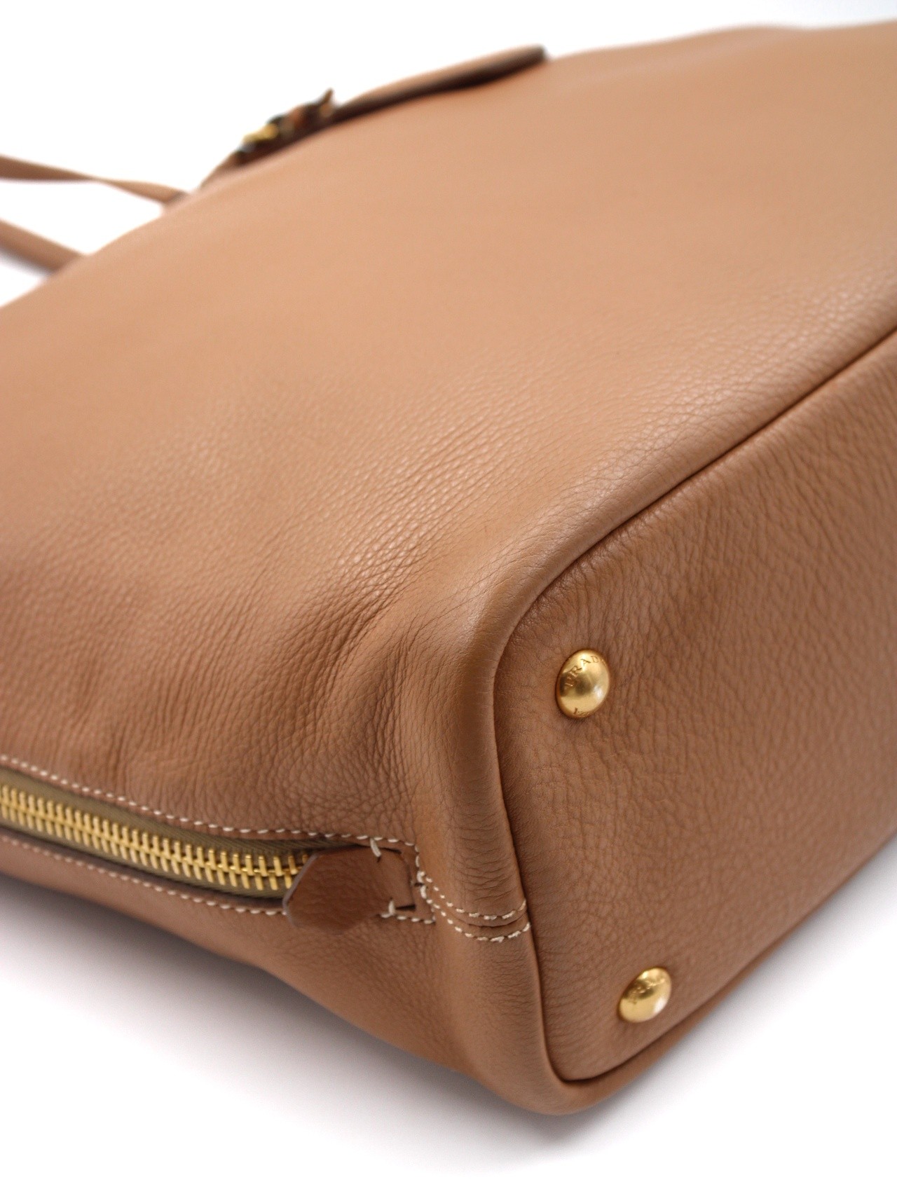 Shopper Prada in pelle martellata caramello thumb
