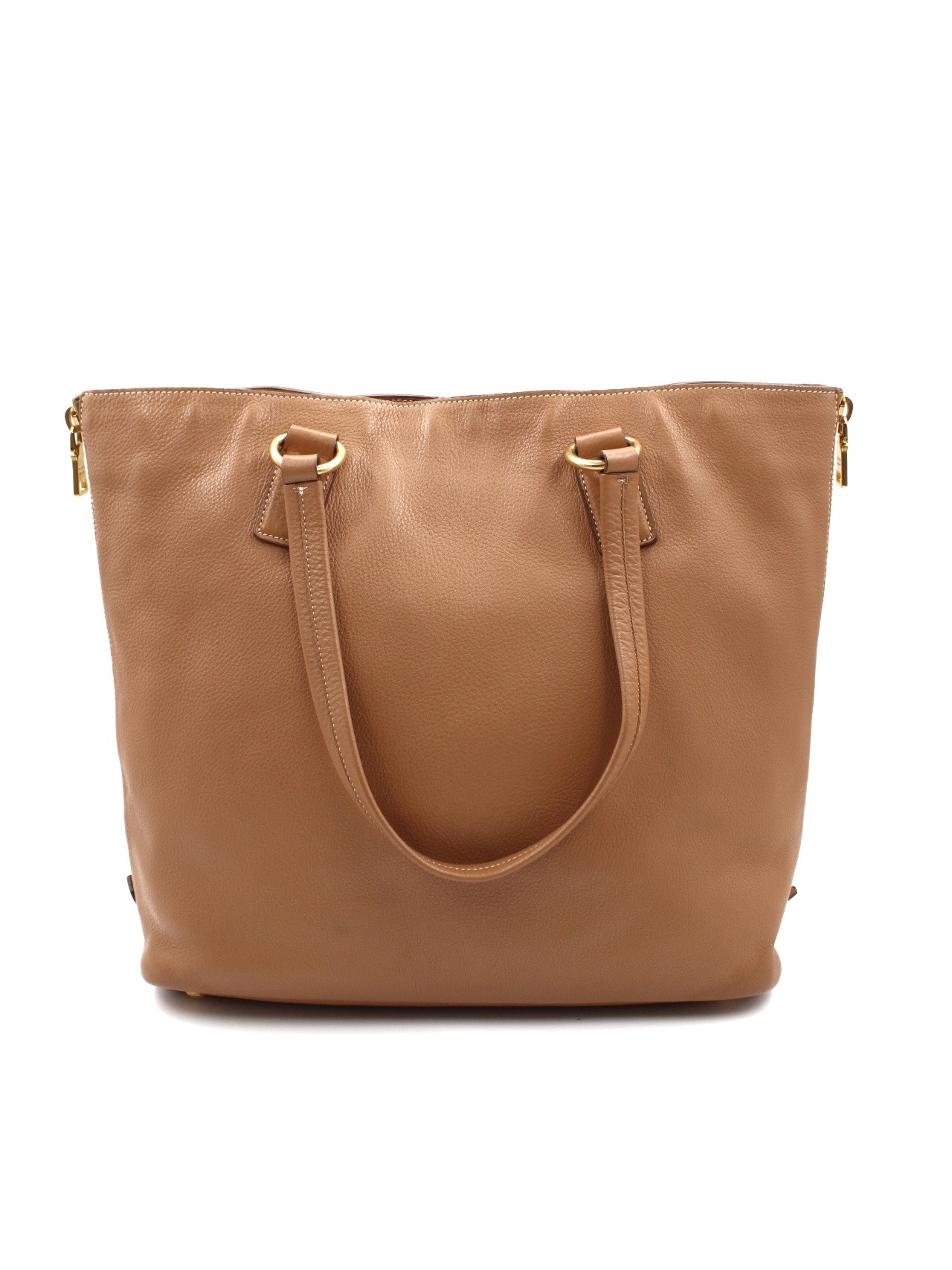 Shopper Prada in pelle martellata caramello thumb