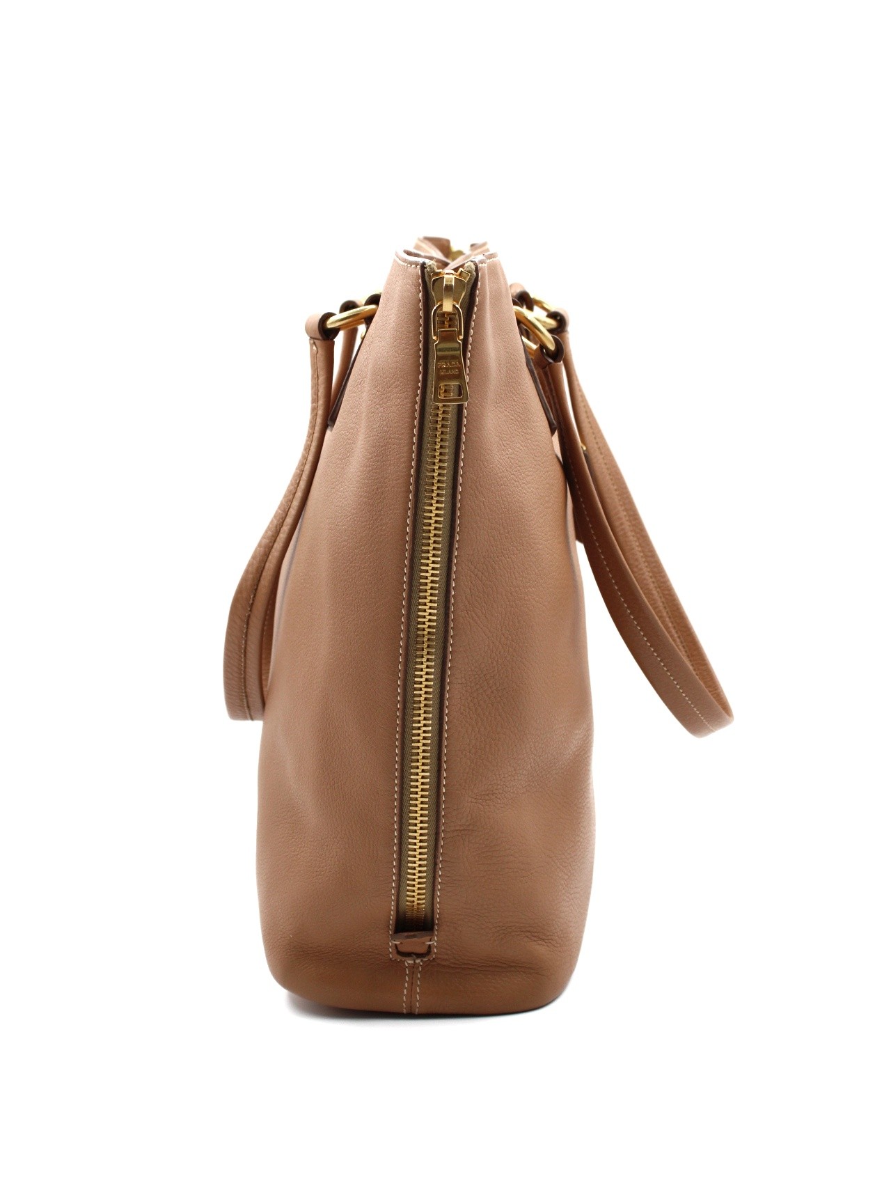 Shopper Prada in pelle martellata caramello thumb