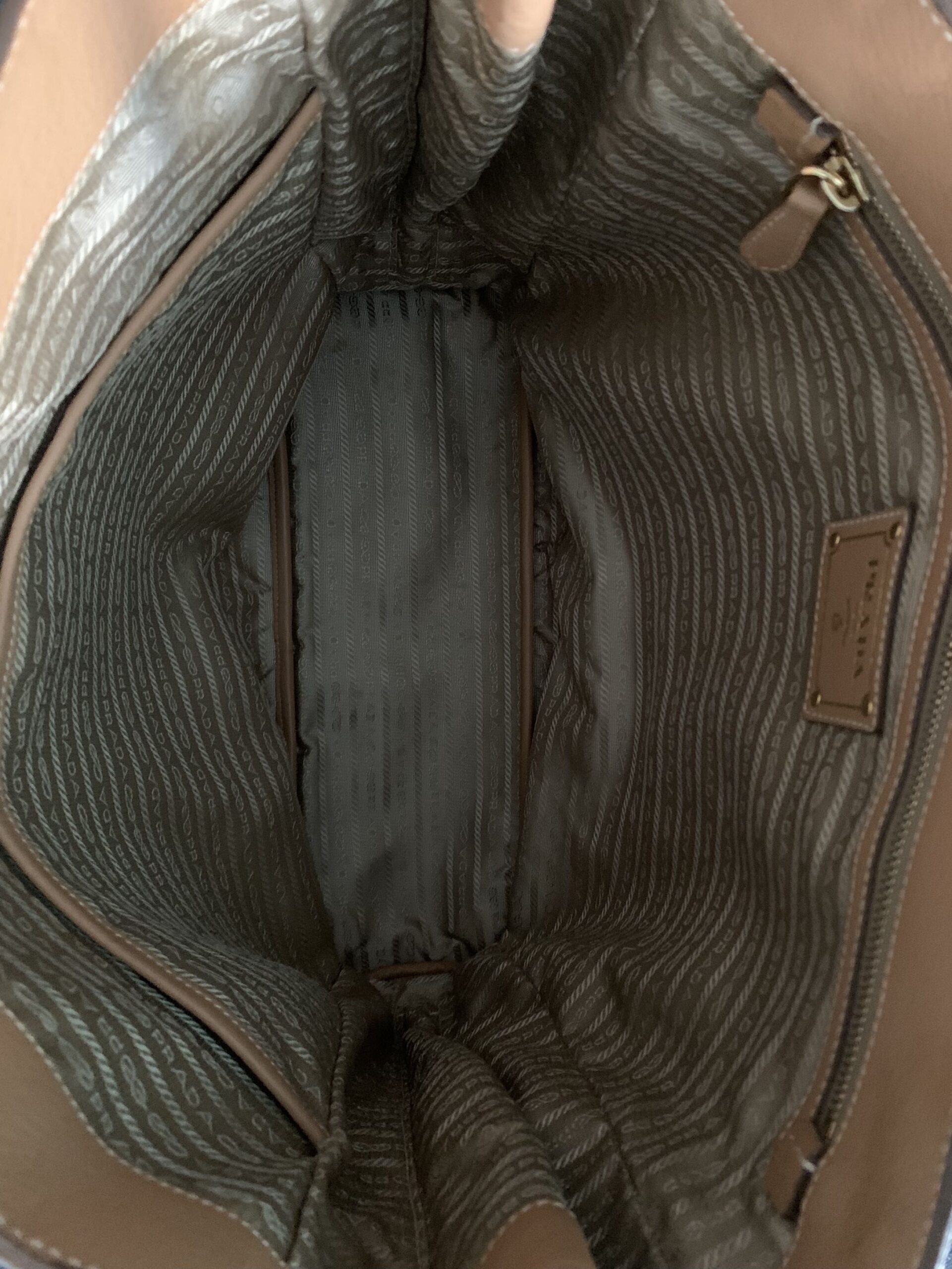 Shopper Prada in pelle martellata caramello thumb