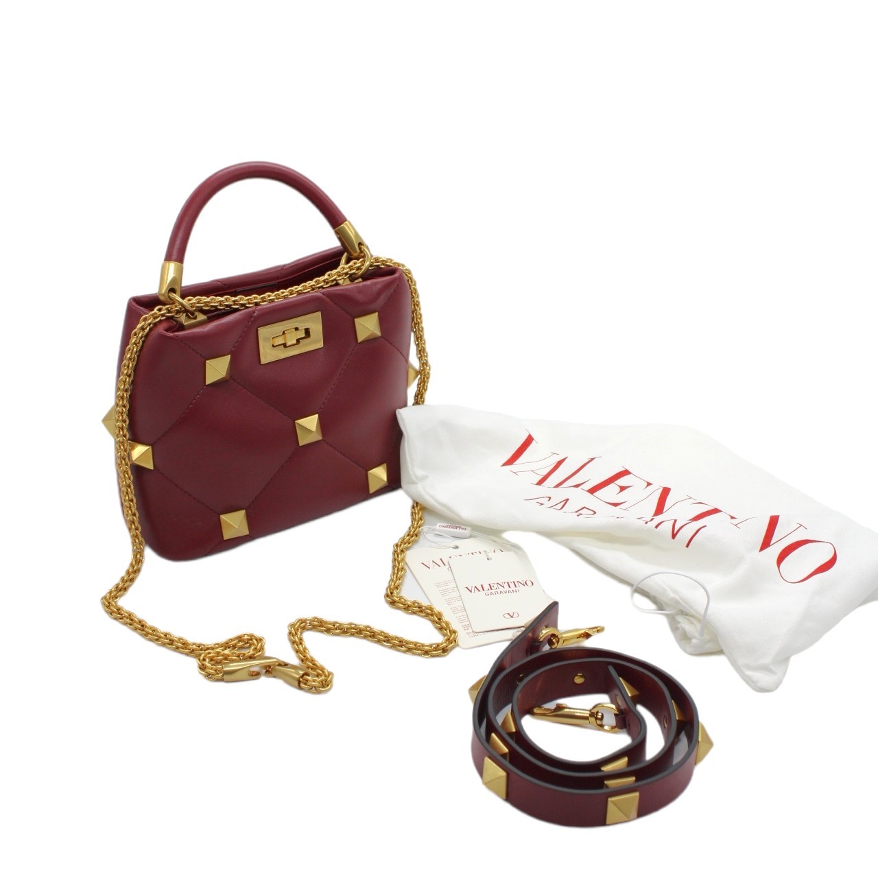 Borsa Valentino Tote Roman stud bordeaux thumb