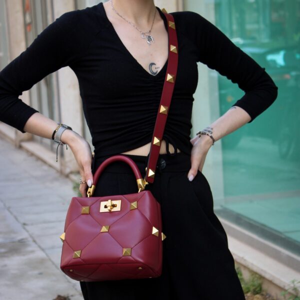 Borsa Valentino Tote Roman stud bordeaux