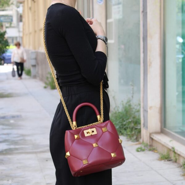 Borsa Valentino Tote Roman stud bordeaux