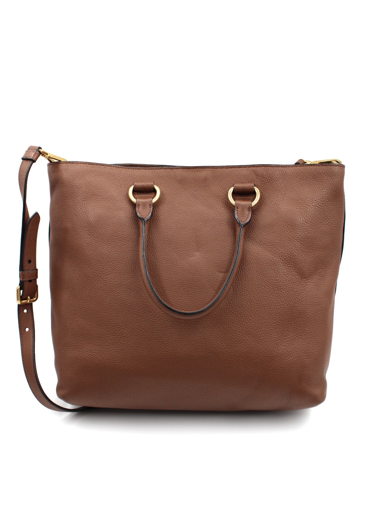 Shopper Prada in pelle martellata marrone thumb